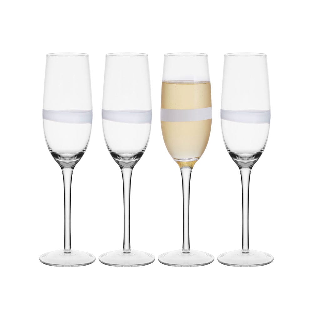 Organic Band Champagne Flute Glasses Set of 4
