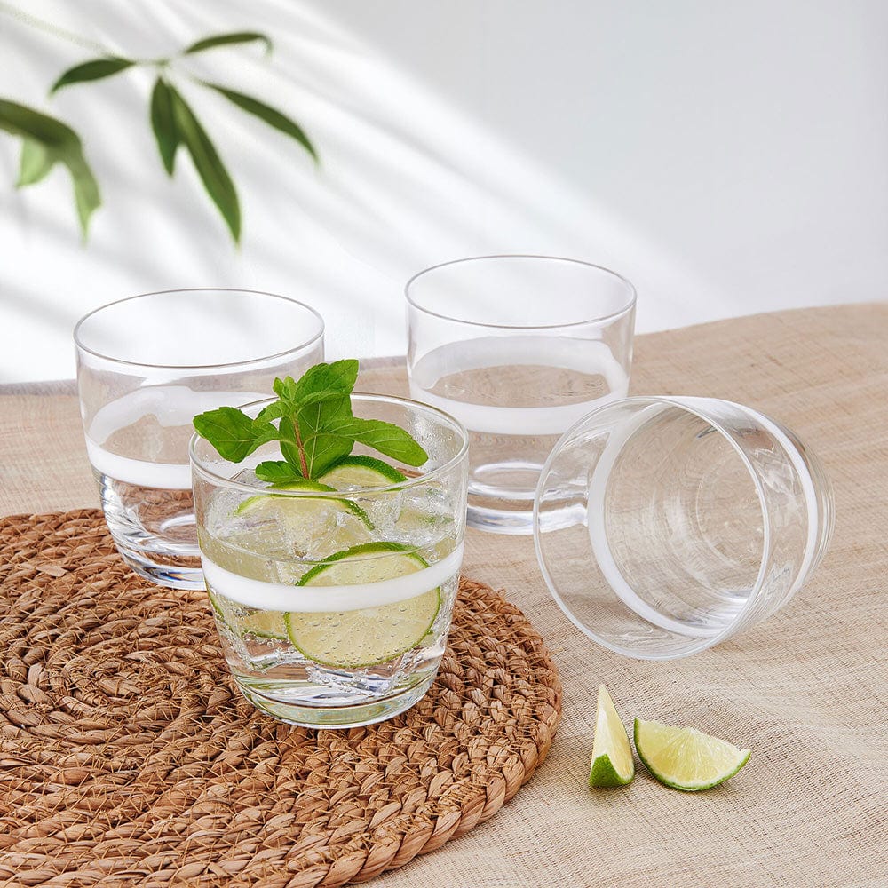Organic Band Double Old Fashioned Glasses Set of 4