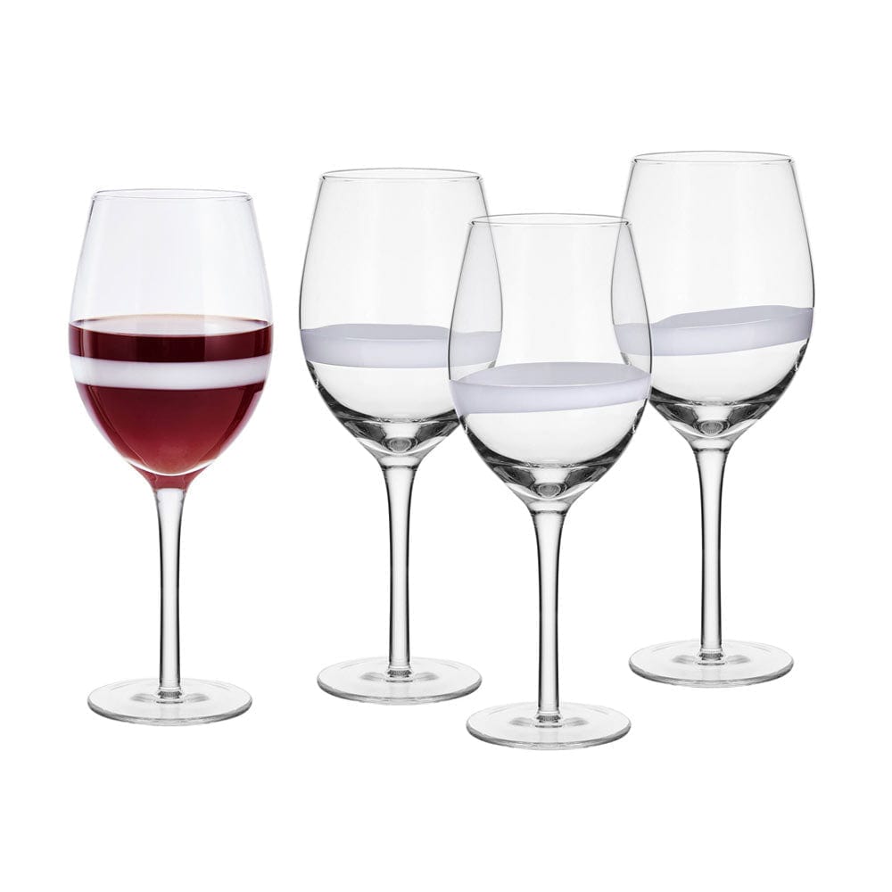 Organic Band Red Wine Glasses Set of 4