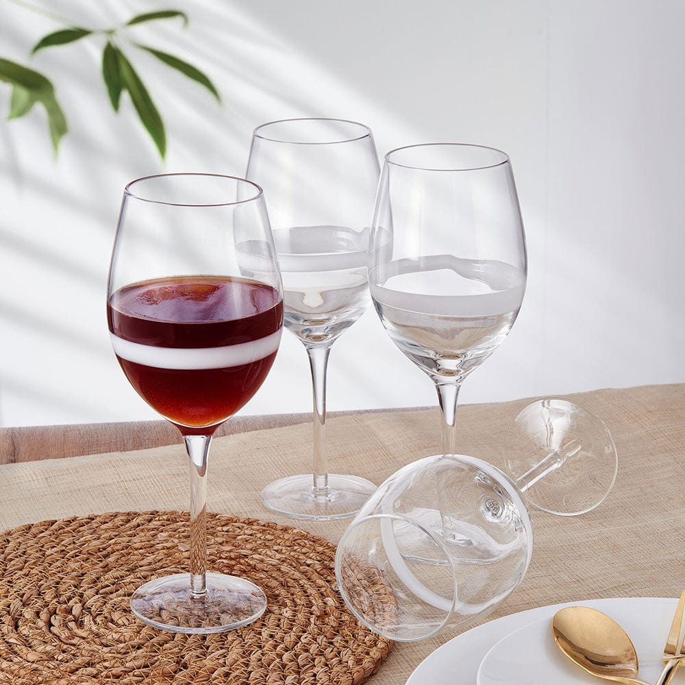 Fitz and Floyd Everyday White Organic Band Red Wine Glasses (Set of 4)