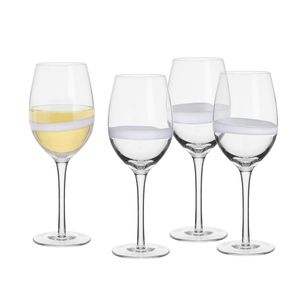 Organic Band White Wine Glasses Set of 4