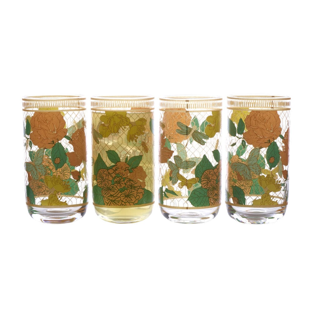 Vintage Vibe Highball Drinking Glasses Set of 4