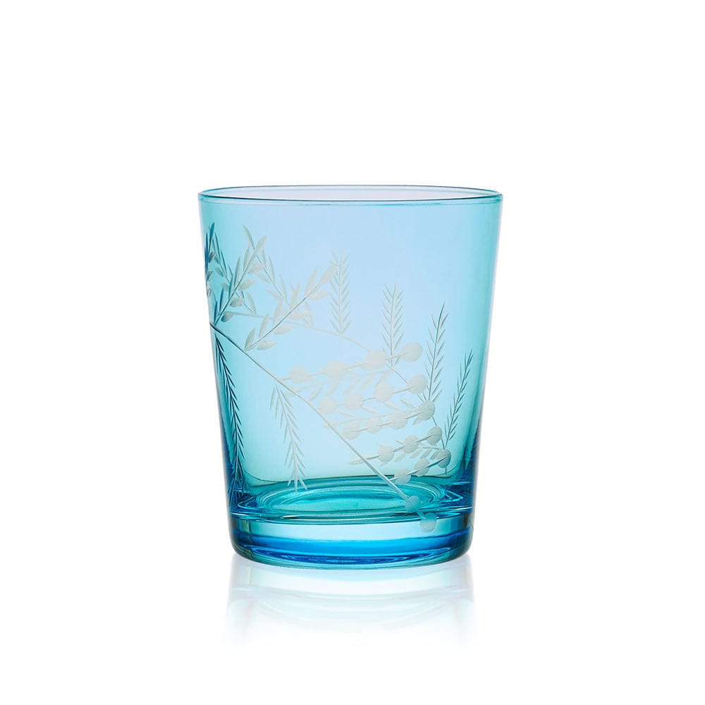Wildflower Double Old Fashioned Glasses Set of 4, Blue