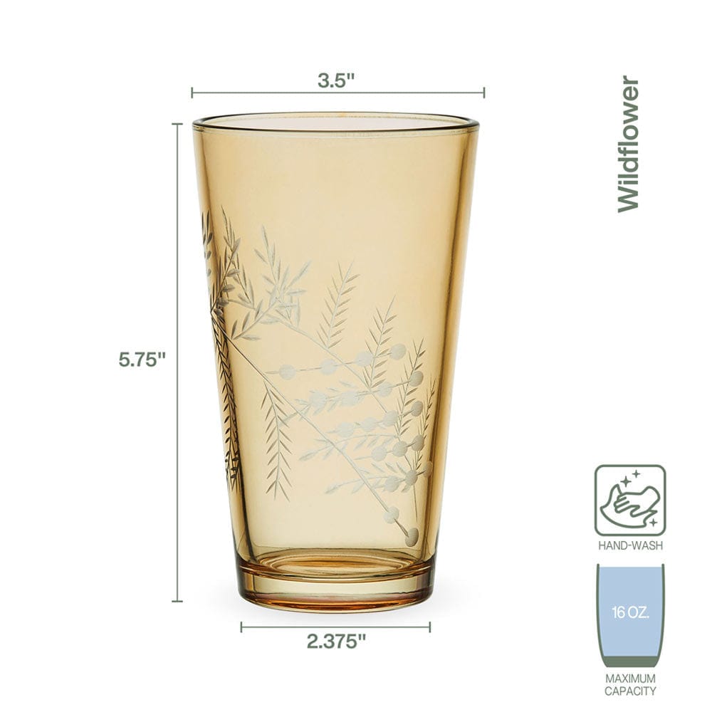 Wildflower Highball Glasses Set of 4, Gold