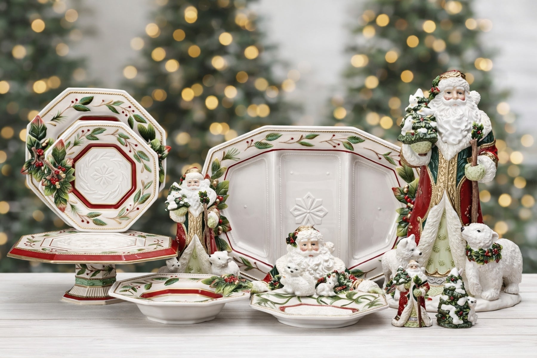 Fitz & Floyd（フィッツ＆フロイド) サンタ　オードブル　クリスマス Woodland_Holiday_Santa_Server_