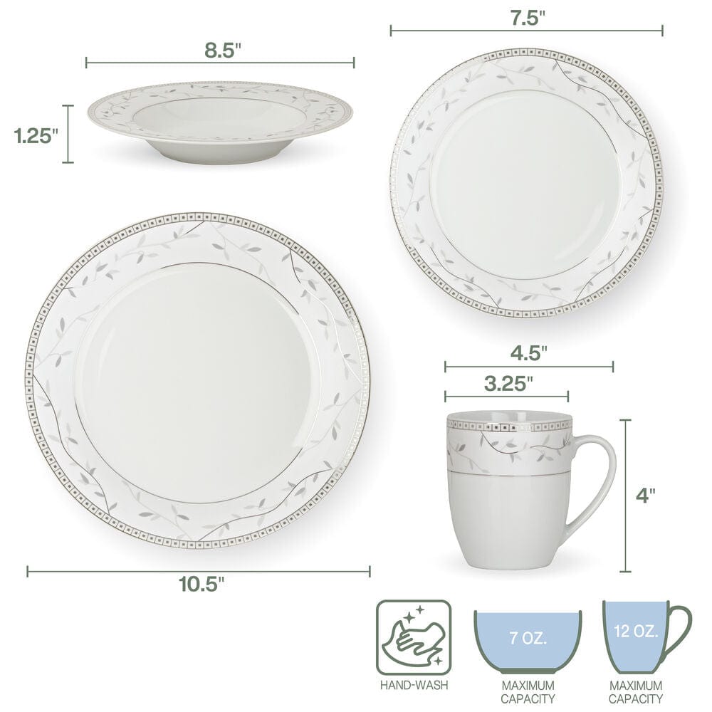 Platinum Vine 32 Piece Dinnerware Set, Service for 8