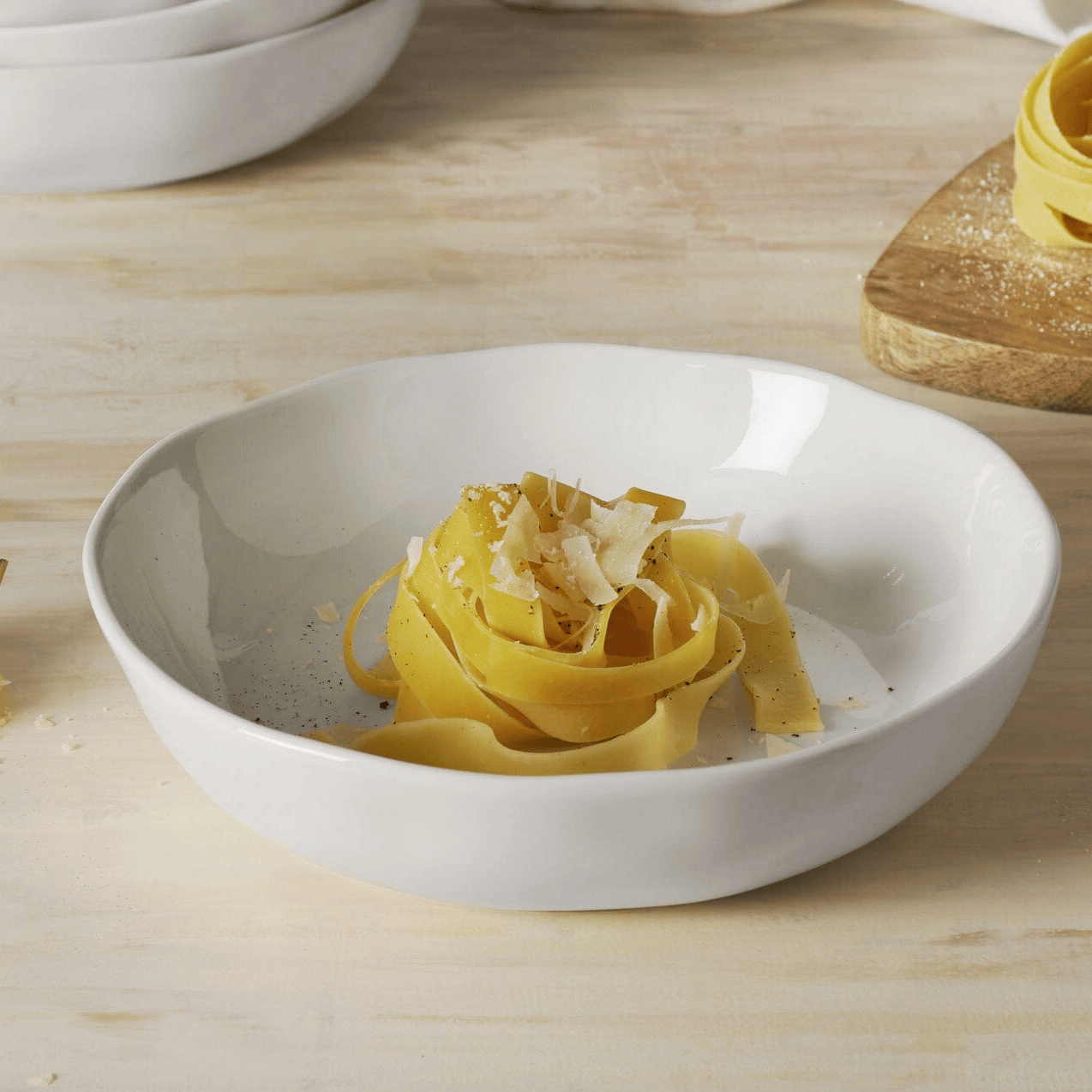 Everyday White Organic Dinner Pasta Bowl