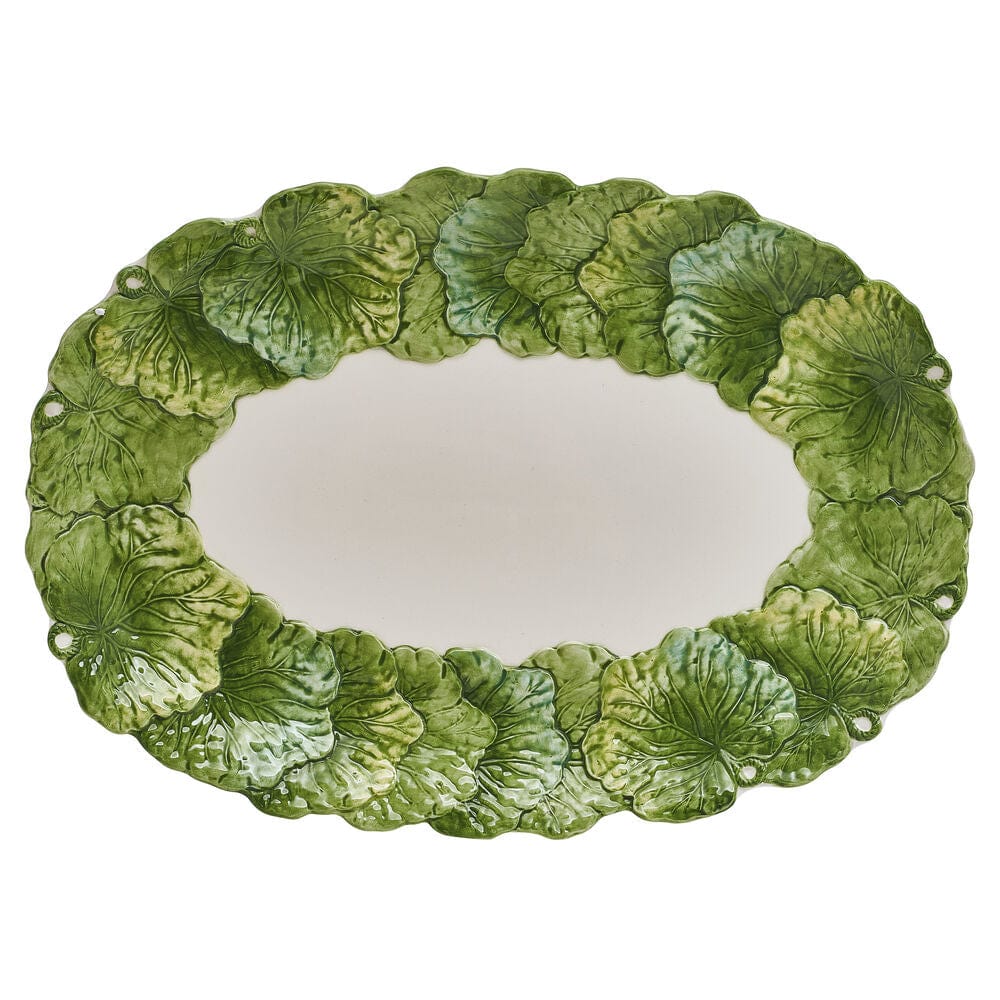 La Fleur Green Leaves Serving Platter, 15 IN