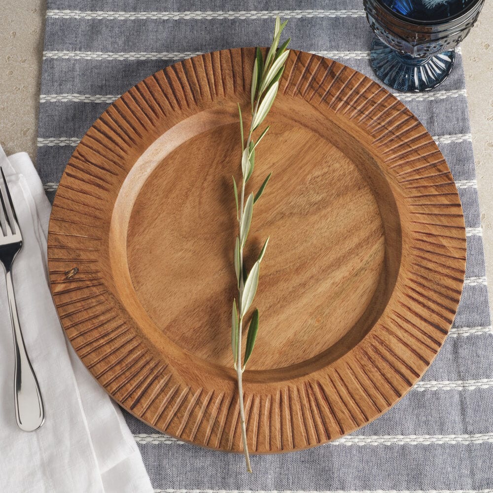 Dinner Plates Plastic Wood Charger Plates 13