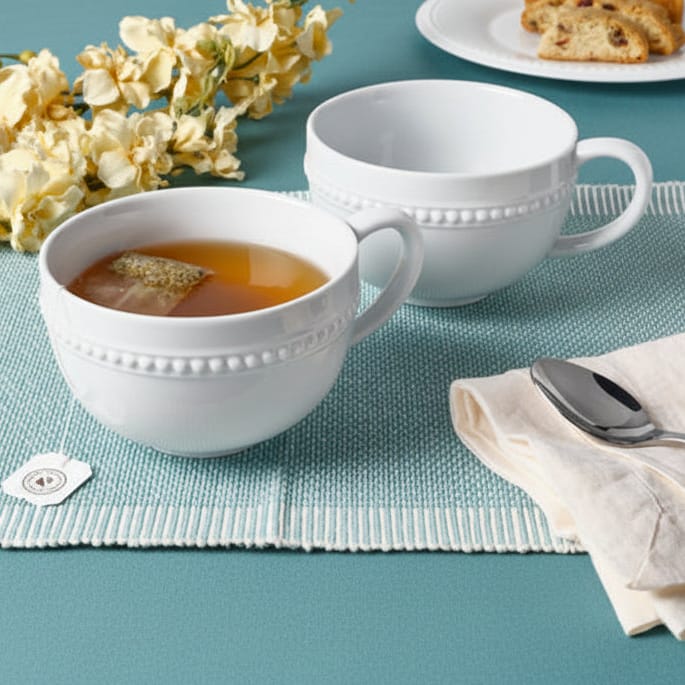 Everyday White® Set of 2 Beaded Soup Mug