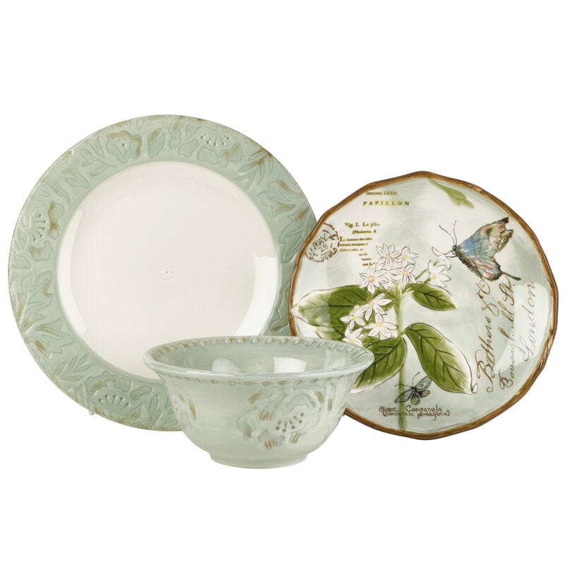 Toulouse Green 12 Piece Dinnerware Set, Service for 4