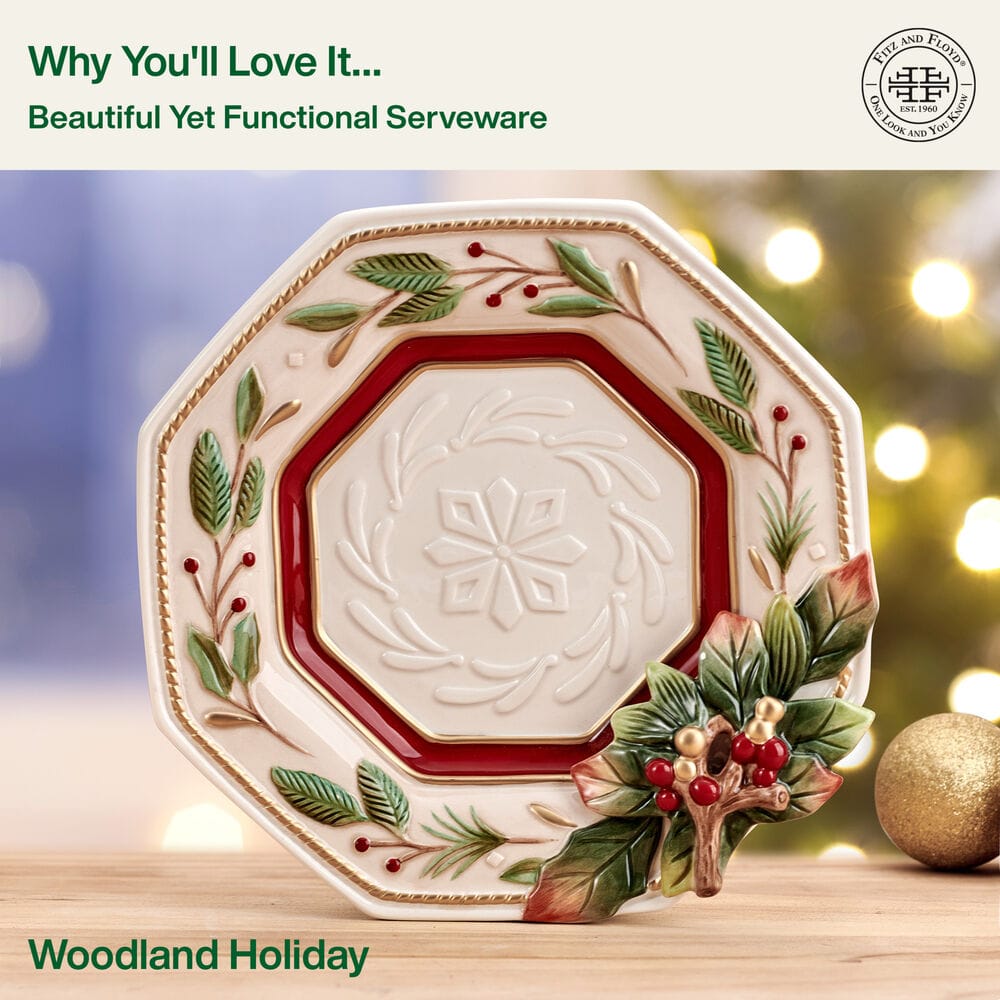 Woodland Holiday Octagonal Serving Plate