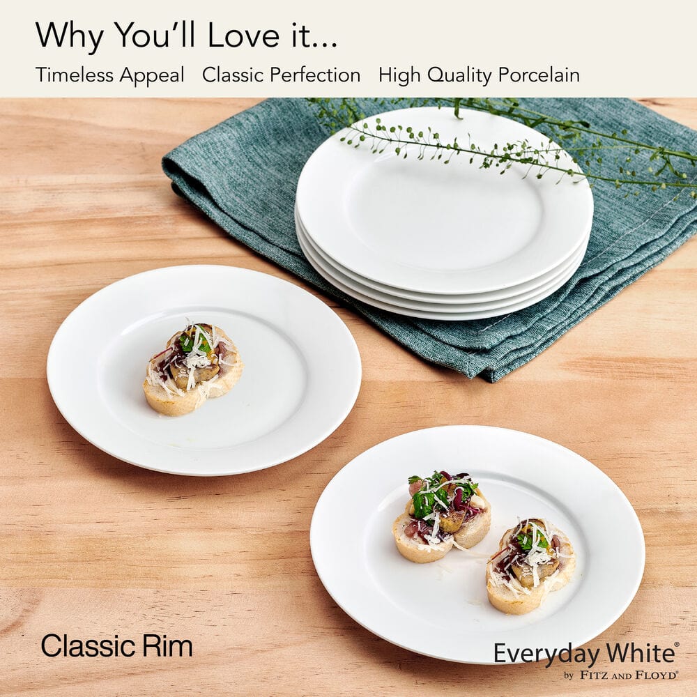 Everyday White® Classic Rim Set of 6 Appetizer Plates