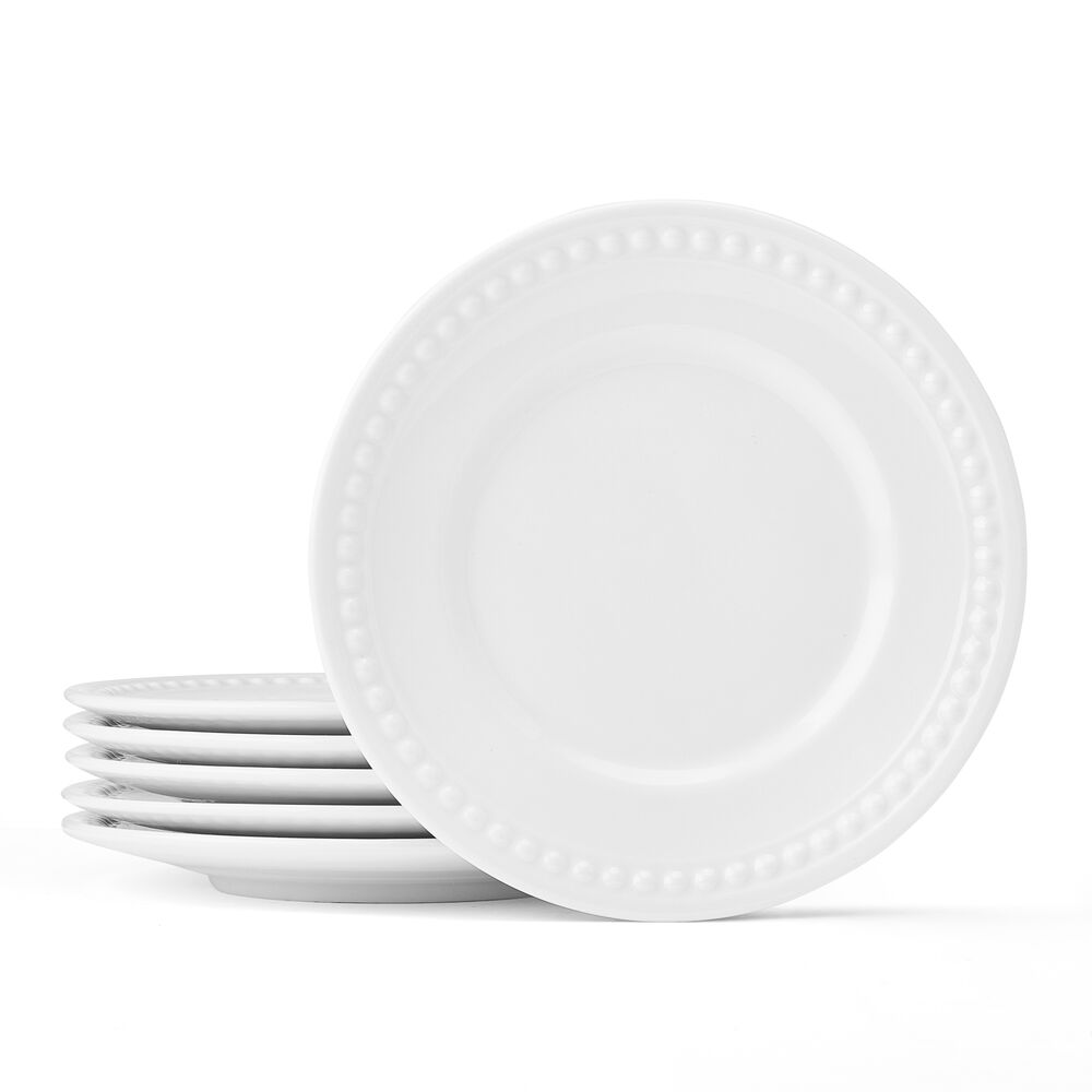 Everyday White® Beaded Set of 6 Appetizer Plates