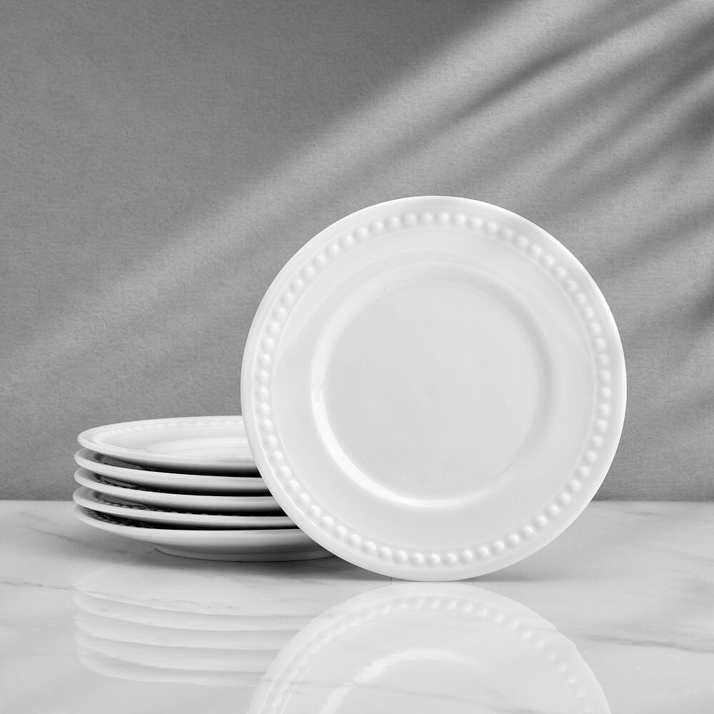 Everyday White® Beaded Set of 6 Appetizer Plates