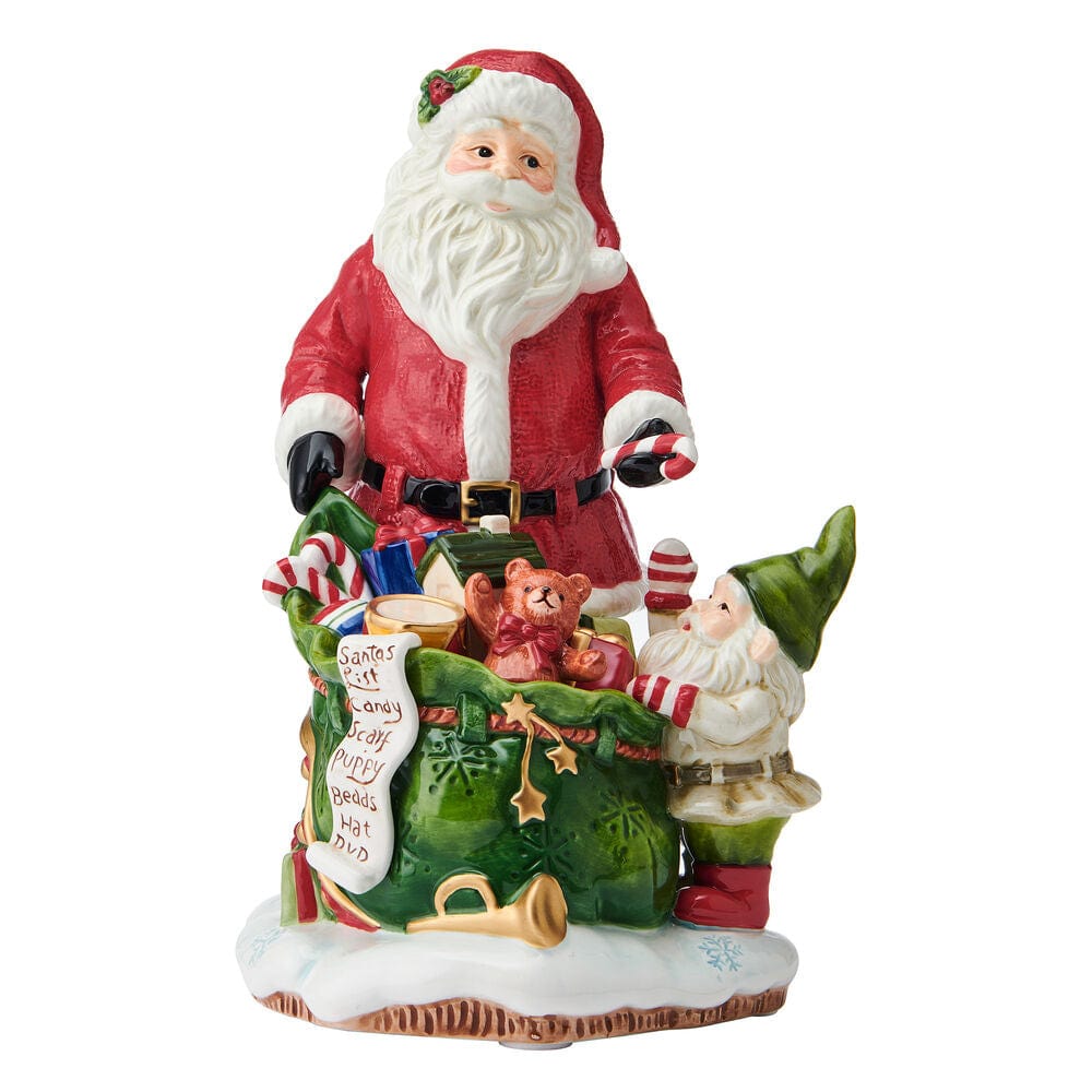 Holiday Musical Santa with Elf Figurine, 11 IN