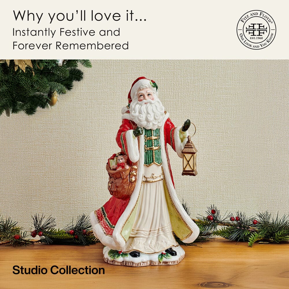 Crimson Studio Santa Figurine, 13.5 IN