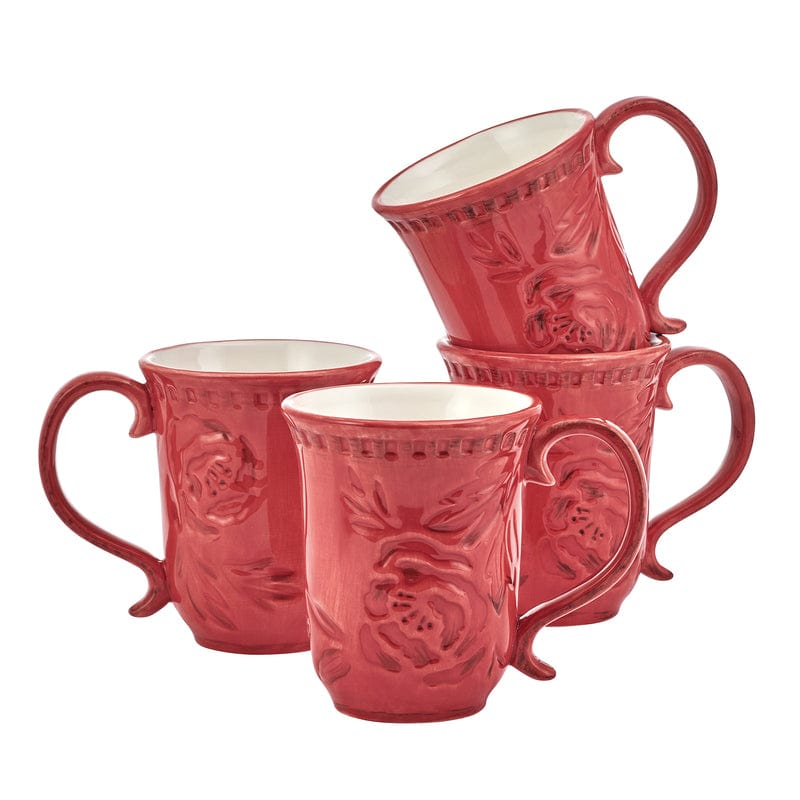 Poinsettia Holiday Set of 4 Mugs