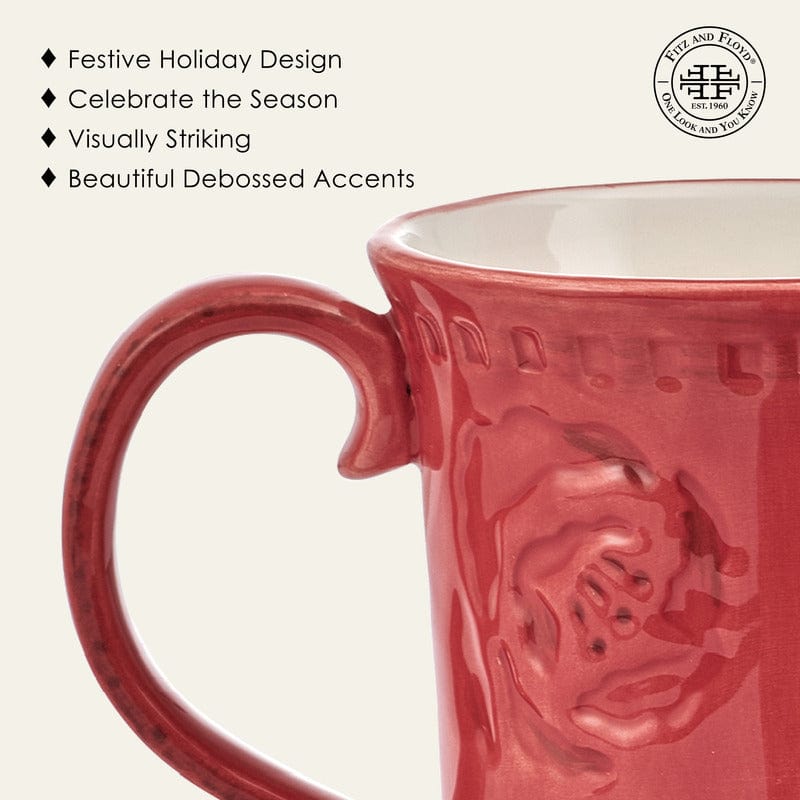 Poinsettia Holiday Set of 4 Mugs