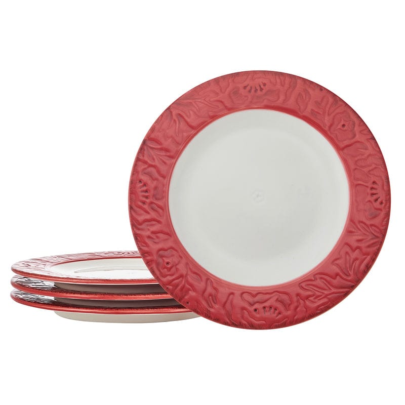 Poinsettia Holiday Set of 4 Dinner Plates