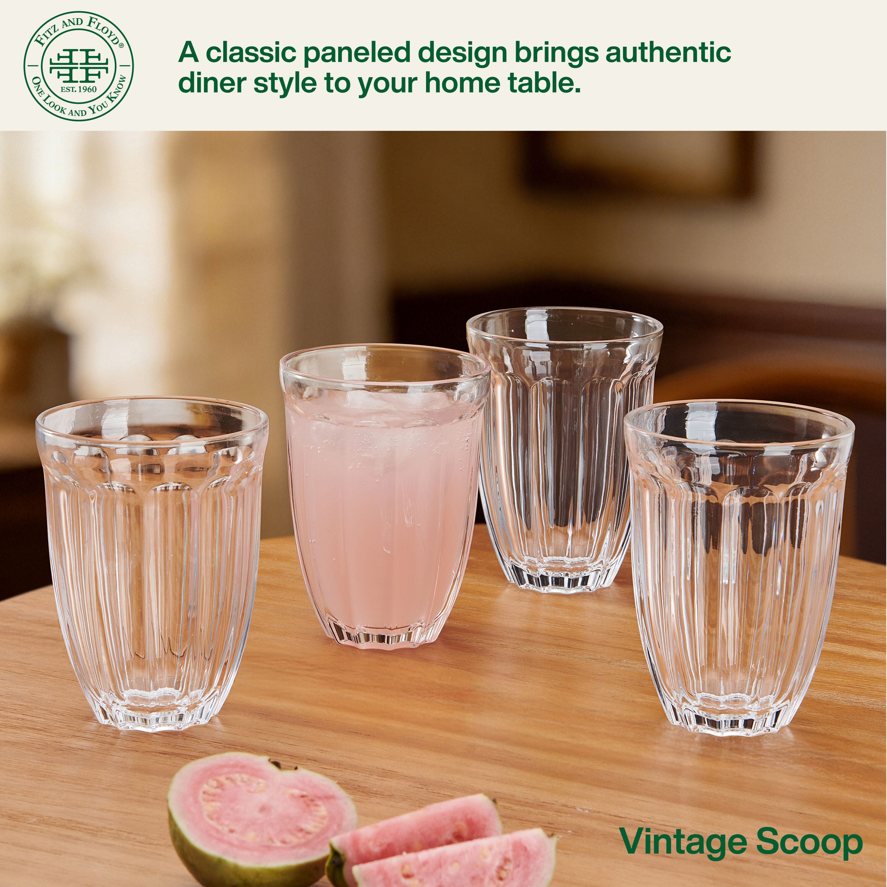 Vintage Scoop Highball Glasses Set of 4