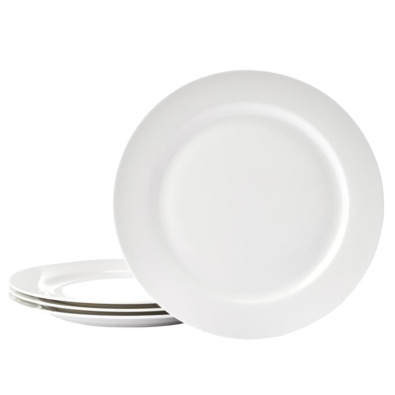 Nevaeh White Classic Rim Set of 4 Dinner Plates