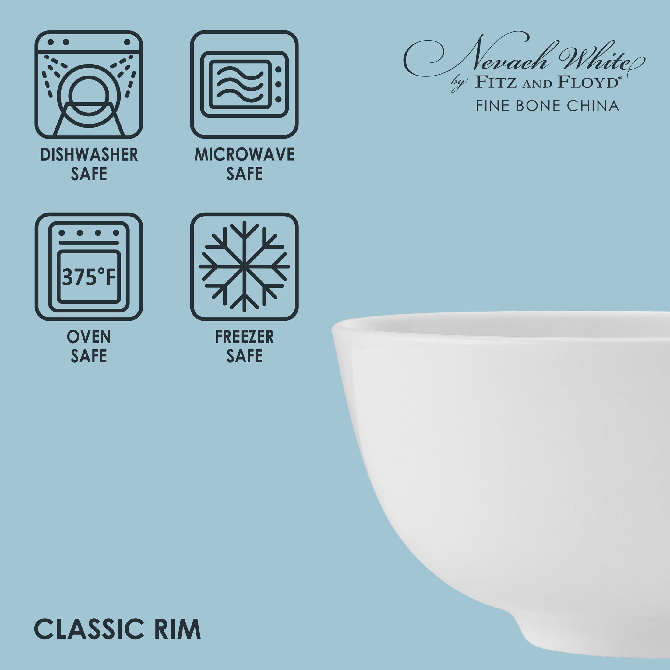 Nevaeh White Classic Rim  Set of 4  Soup Cereal Bowls