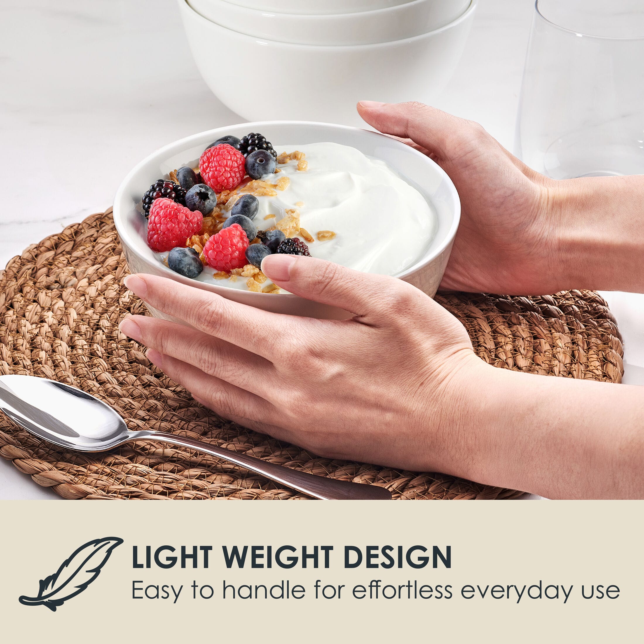 Nevaeh White Classic Rim  Set of 4  Soup Cereal Bowls