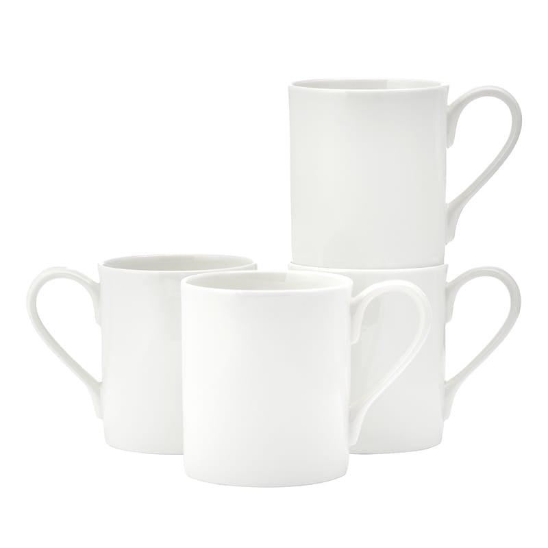 Nevaeh White Classic Rim Set of 4 Mugs