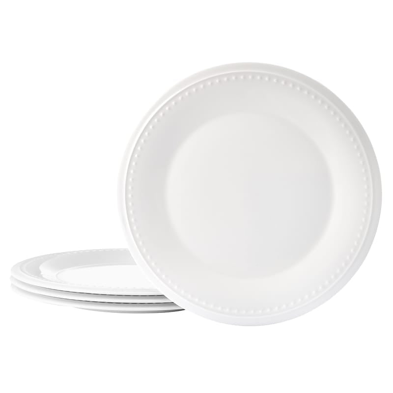 Nevaeh White Classic Bead Set of 4 Dinner Plates
