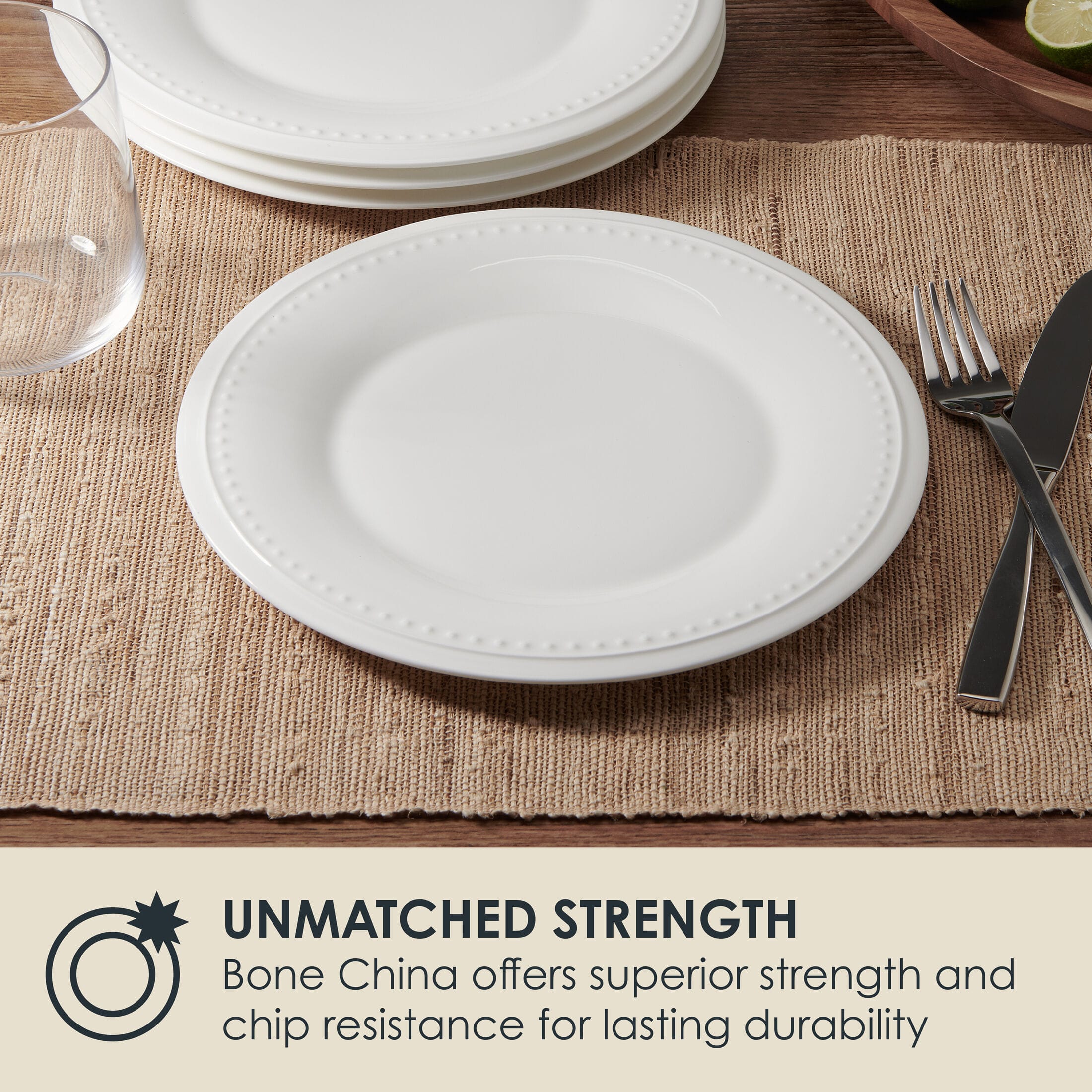 Nevaeh White Classic Bead Set of 4 Salad Plates