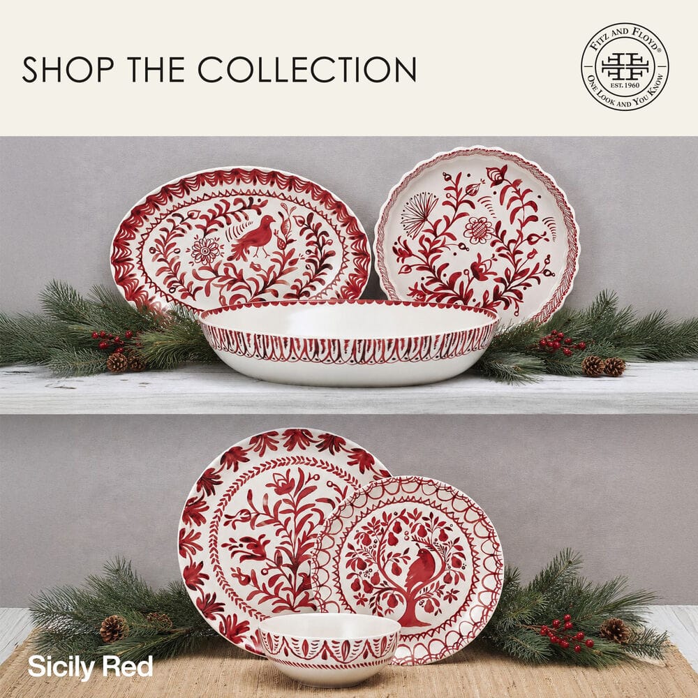 Sicily Red Holiday Pie Plate