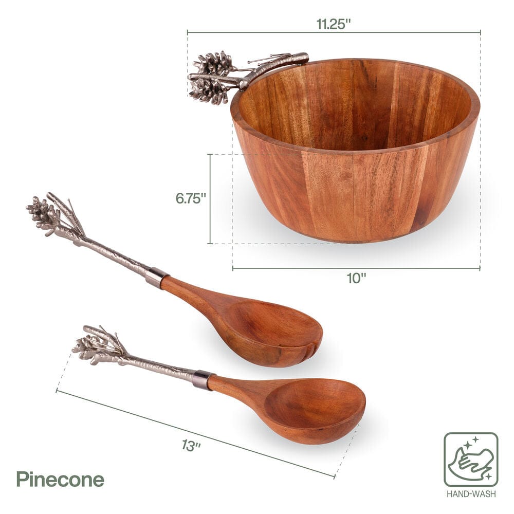 Pinecone Serving Bowl with Serving Utensils
