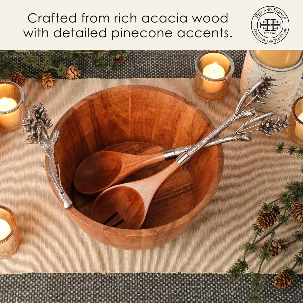 Pinecone Serving Bowl with Serving Utensils