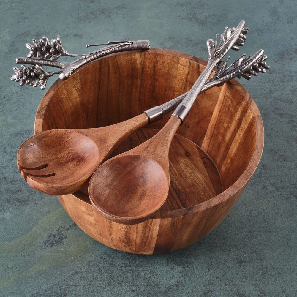 Pinecone Serving Bowl with Serving Utensils