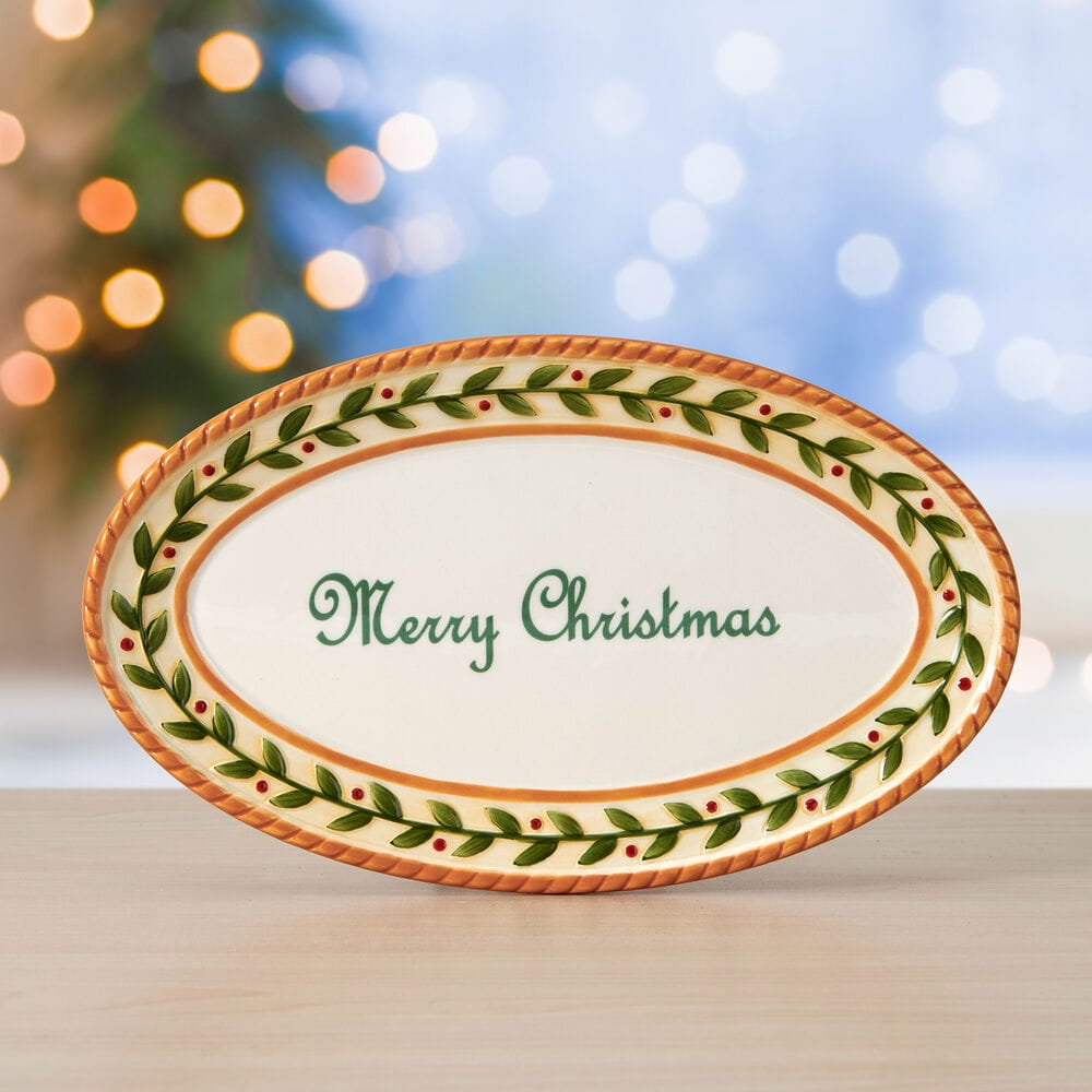Santa’s Gift Merry Christmas Sentiment Small Serving Platter