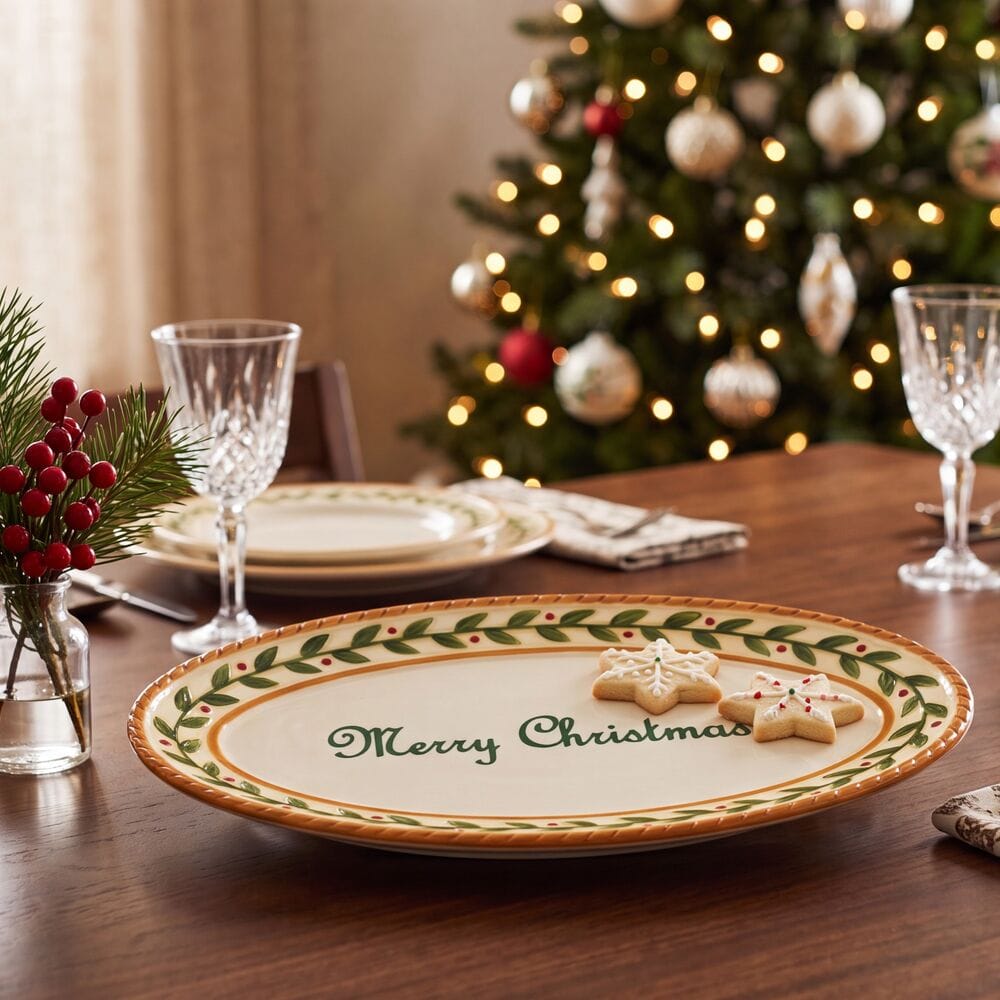 Santa’s Gift Merry Christmas Sentiment Small Serving Platter