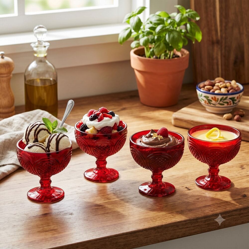 Sicily Red Set of 4 Dessert Bowls