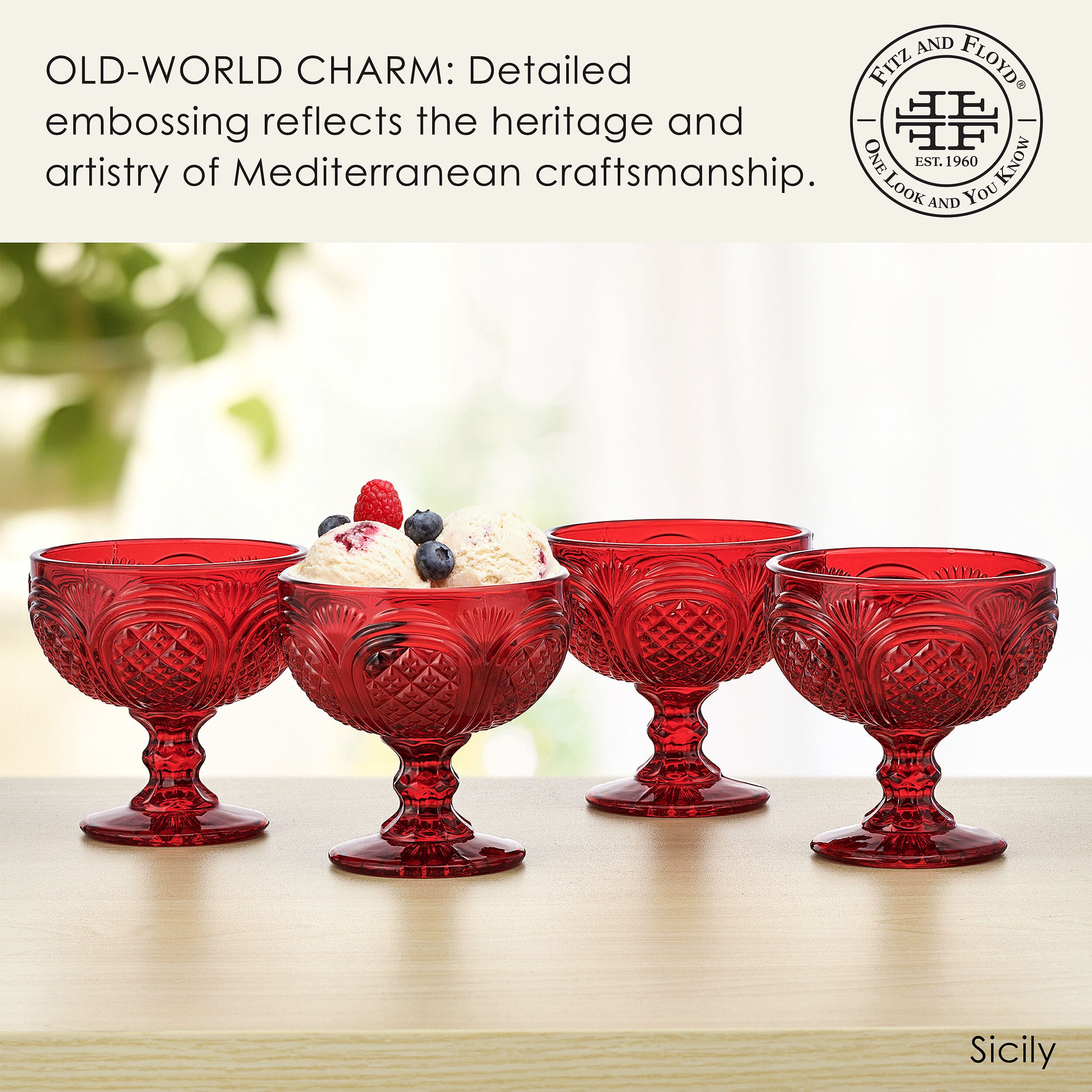 Sicily Red Set of 4 Dessert Bowls