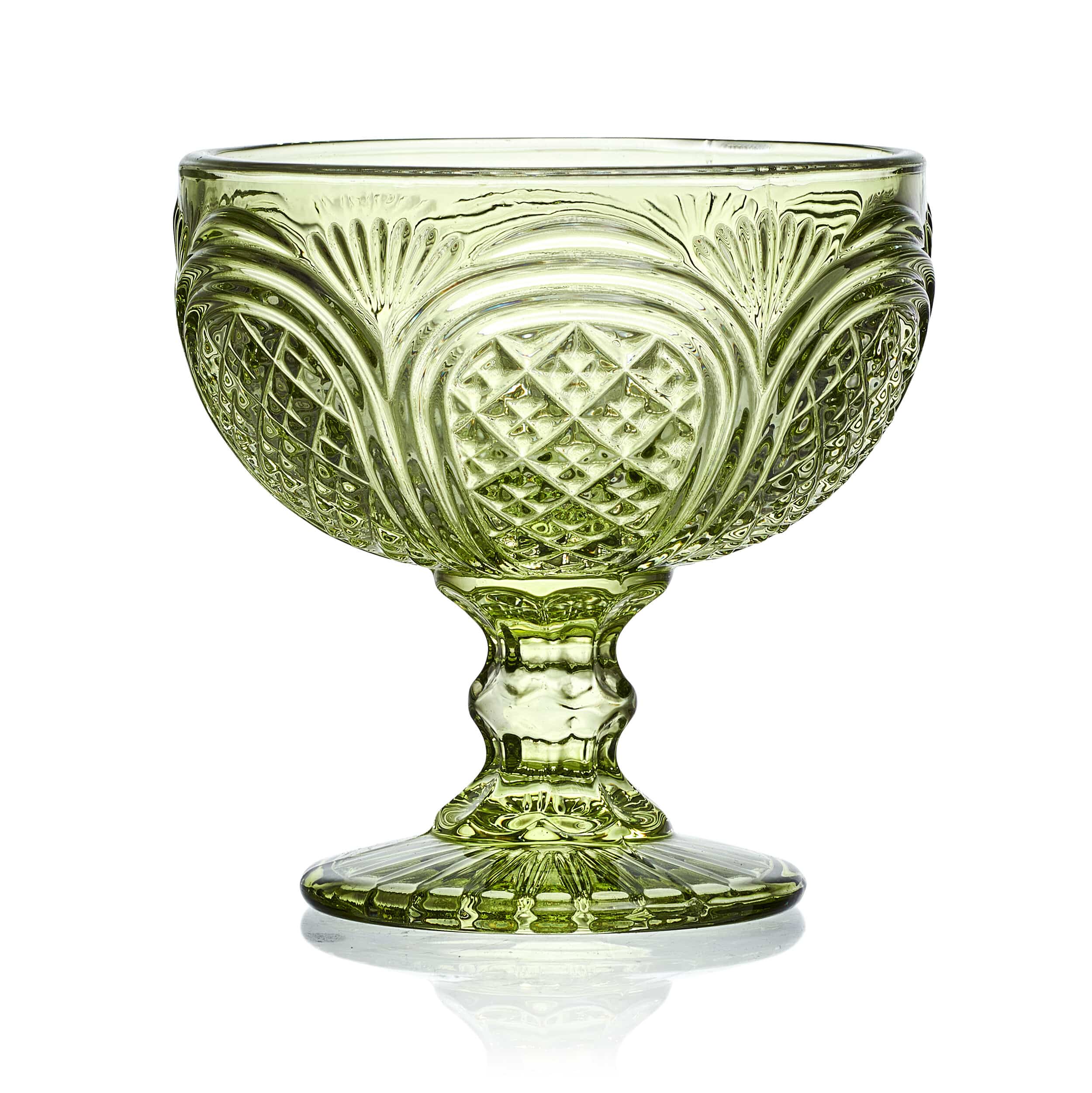 Sicily Green Set of 4 Footed Dessert Bowls