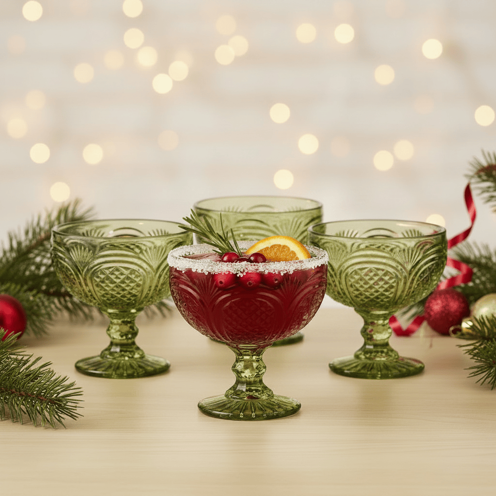 Sicily Green Set of 4 Footed Dessert Bowl Cocktail Glass