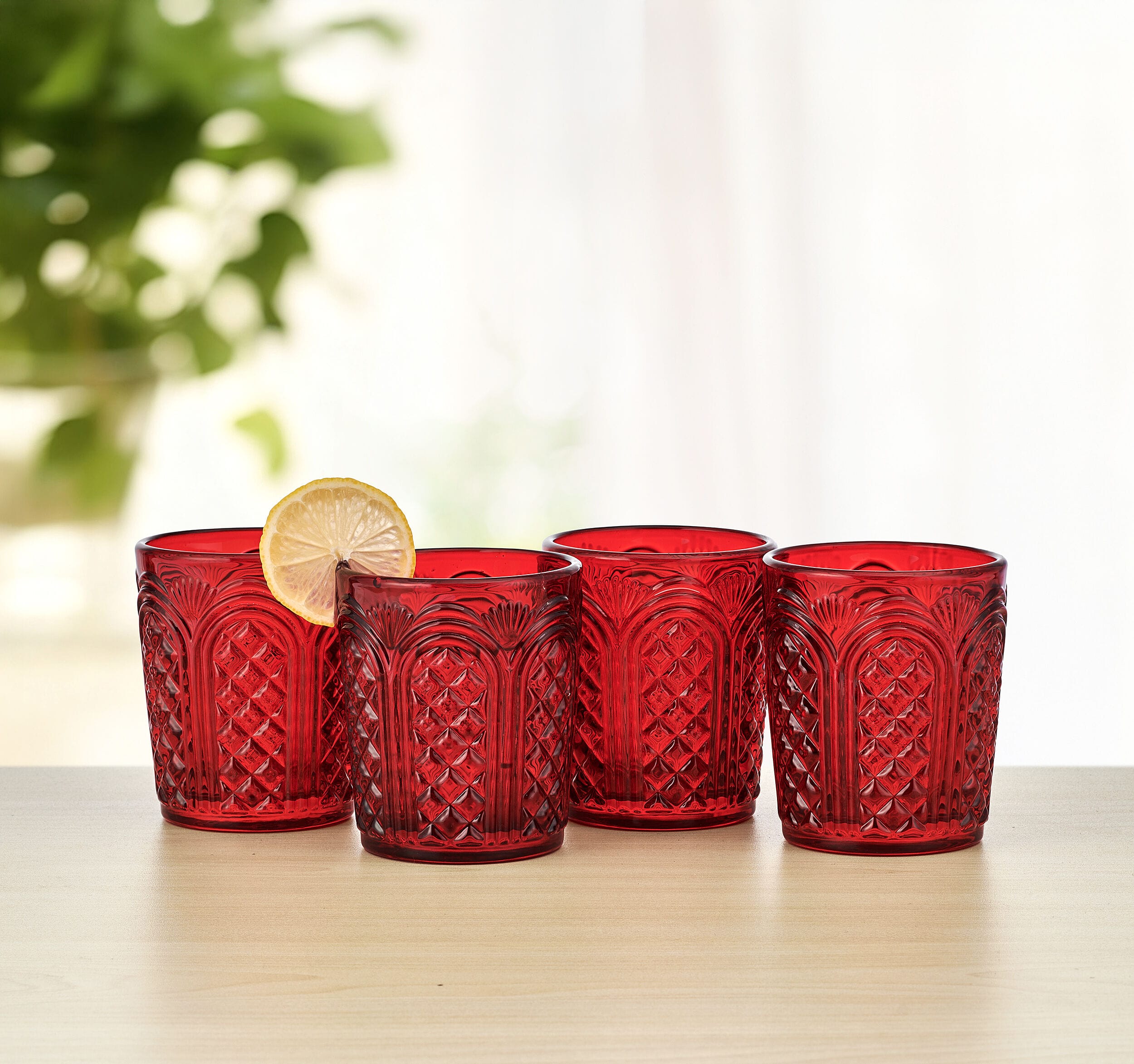Sicily Red Double Old Fashioned Glasses Set of 4