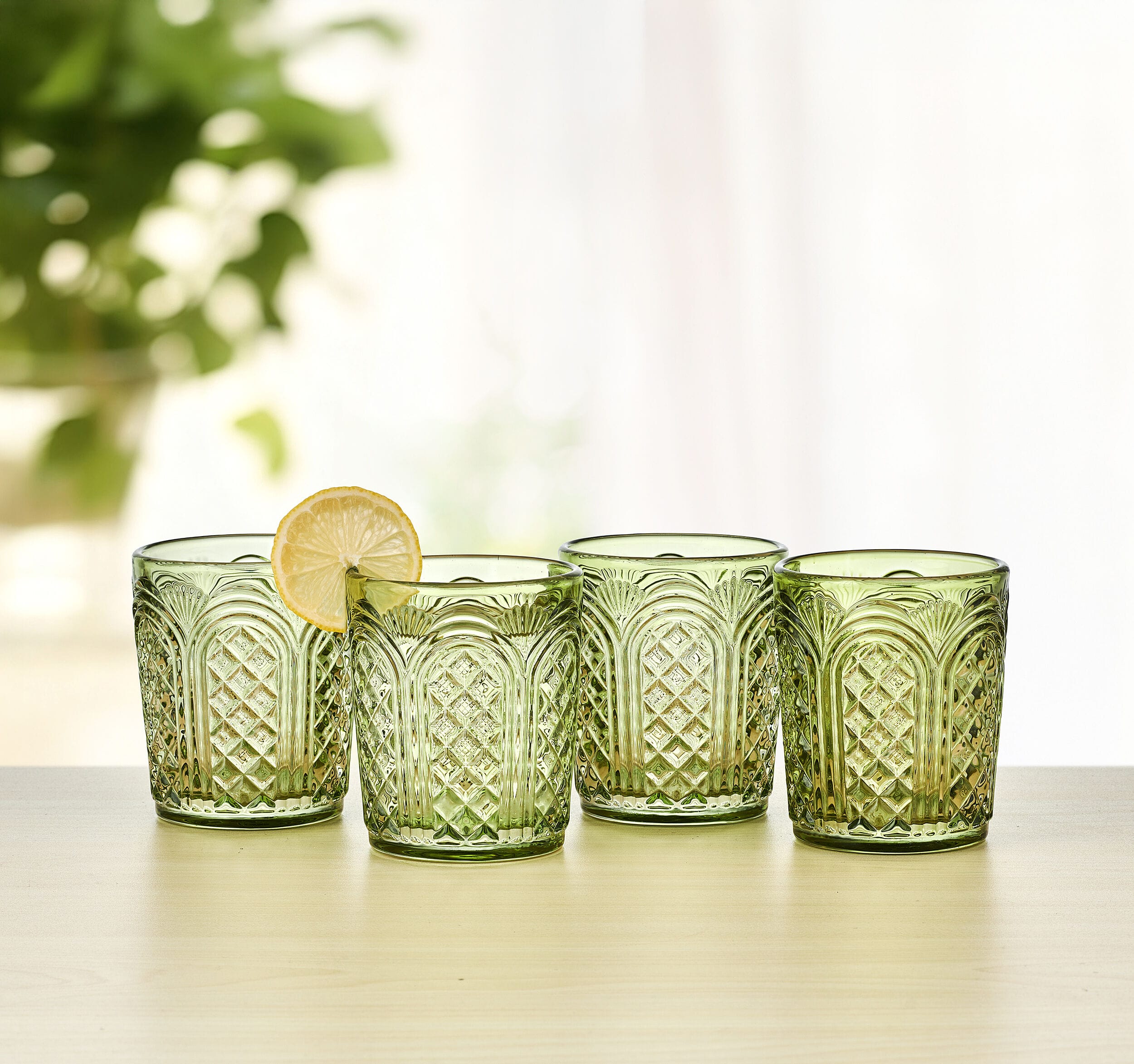 Sicily Green Double Old Fashioned Glasses Set of 4