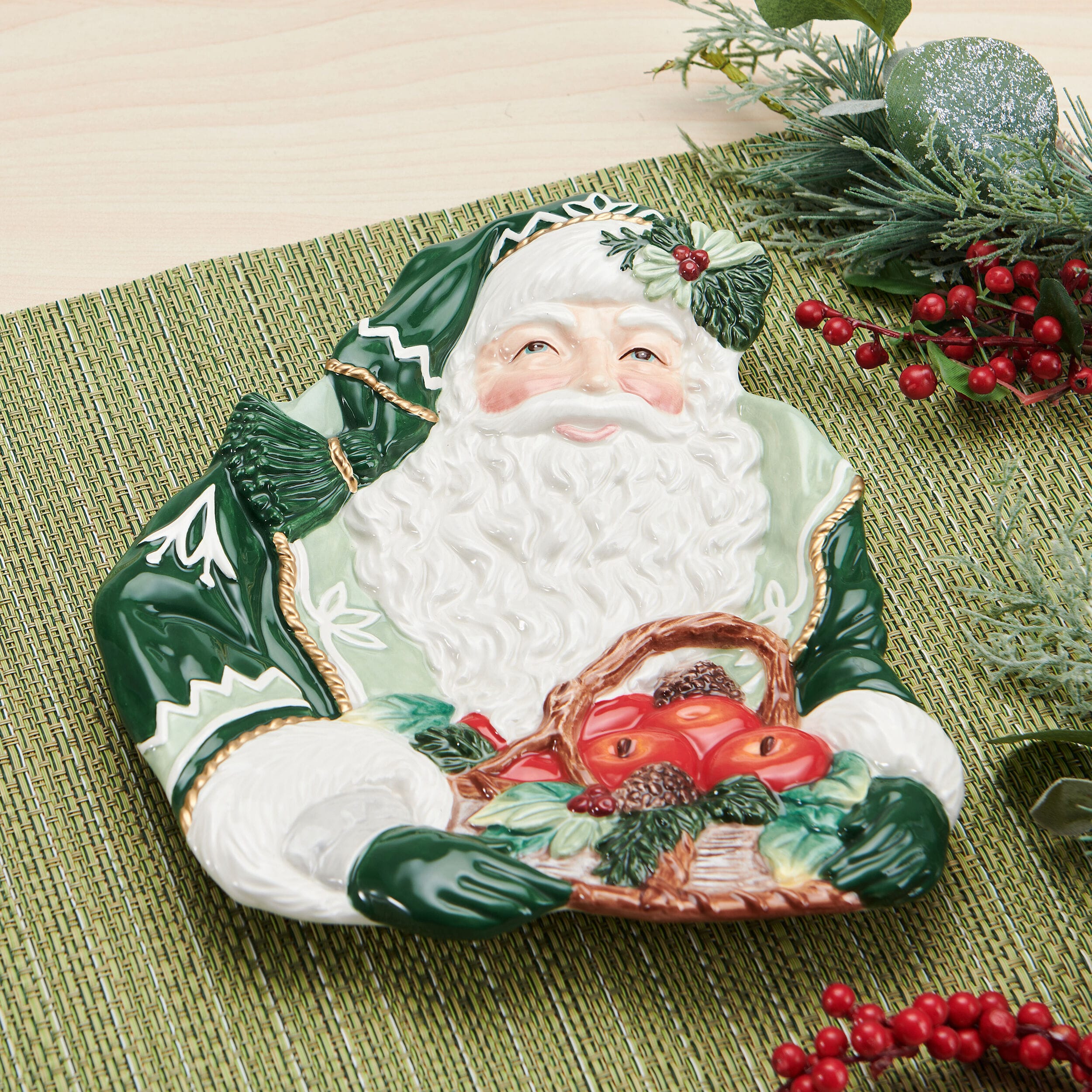 Winter Frost Santa Figural Appetizer Snack Plate
