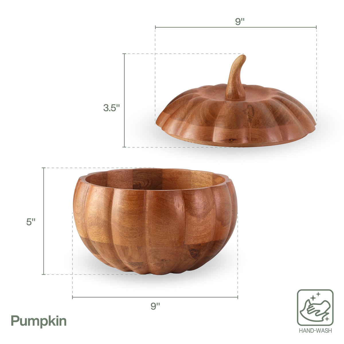 Pumpkin Mango Wood Bowl With Lid