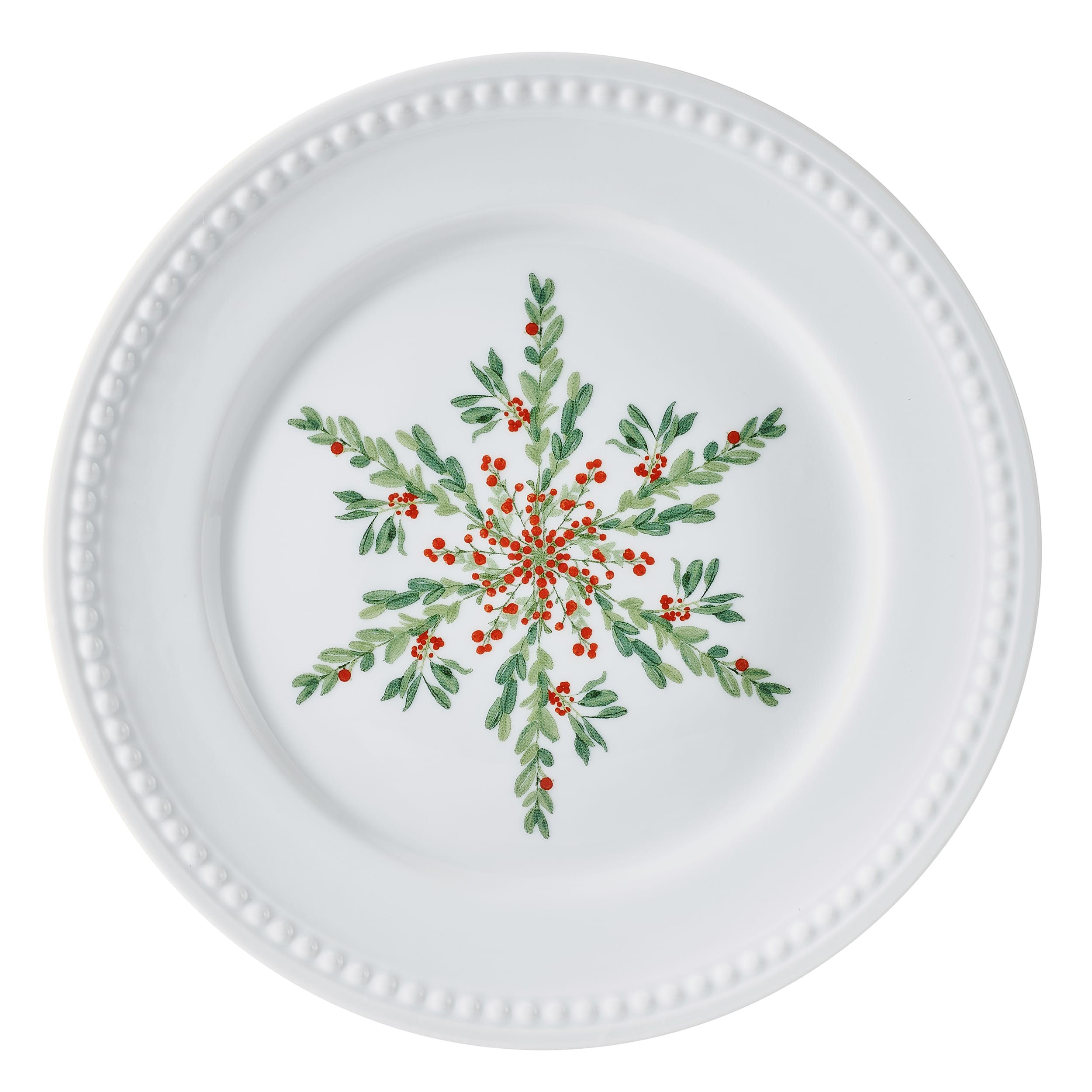 Everyday White® Holiday Evergreen Snowflake Set of 4 Salad Plates