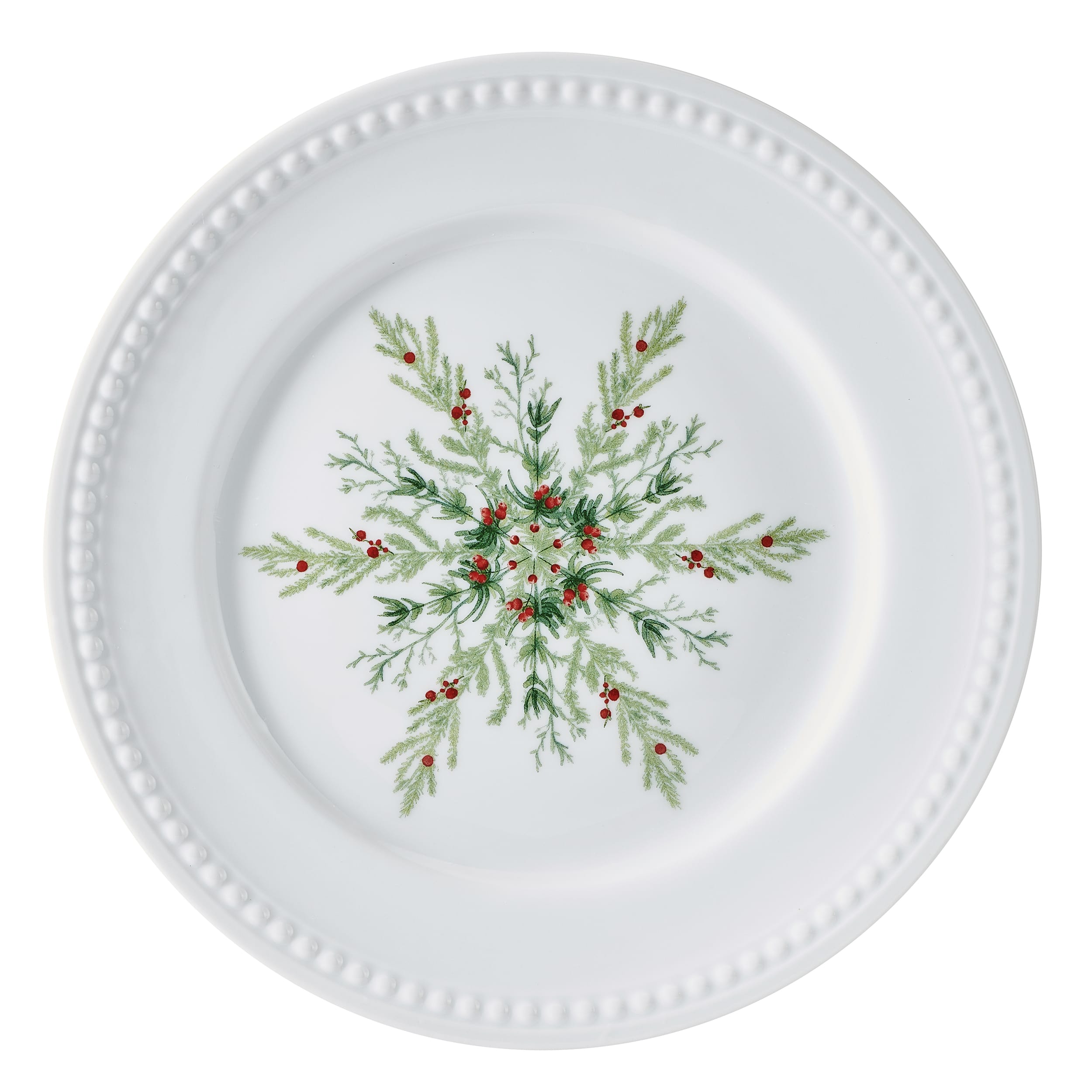 Everyday White® Holiday Evergreen Snowflake Set of 4 Salad Plates