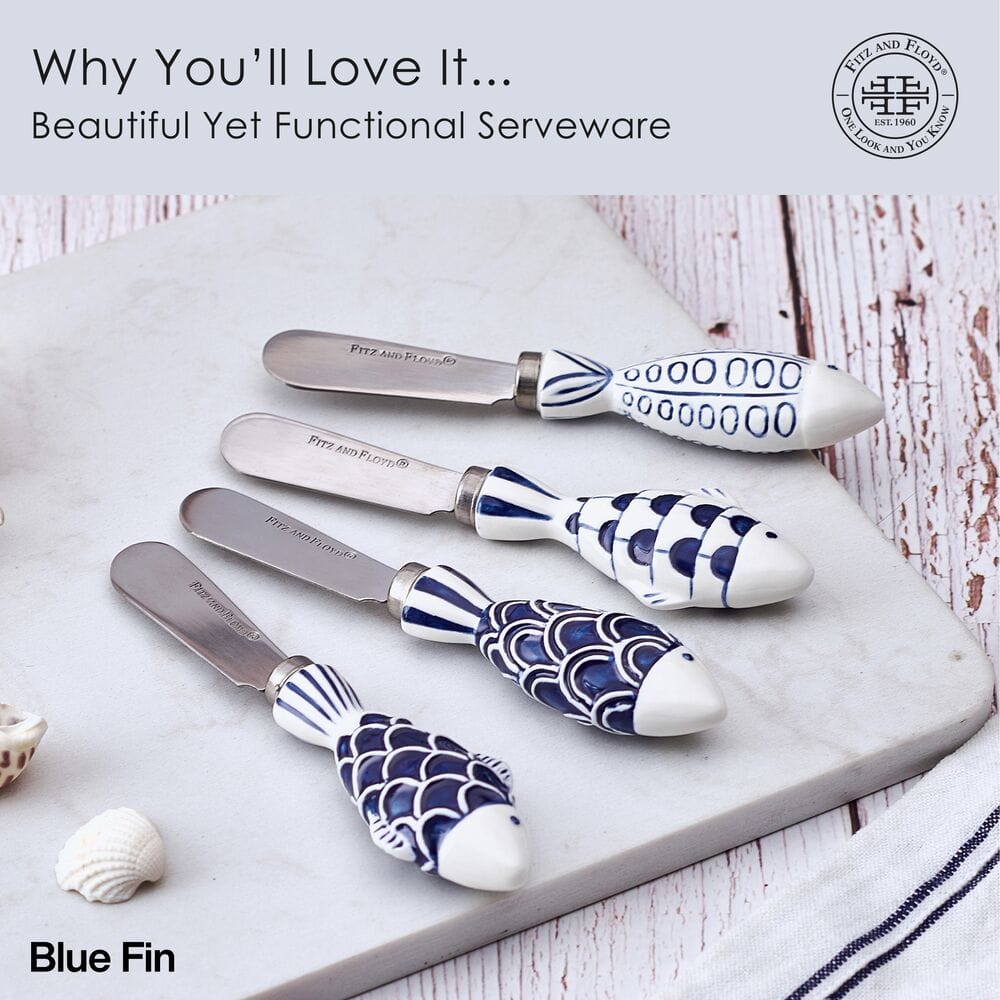 Coastal Blue Fin Set of 4 Spreaders