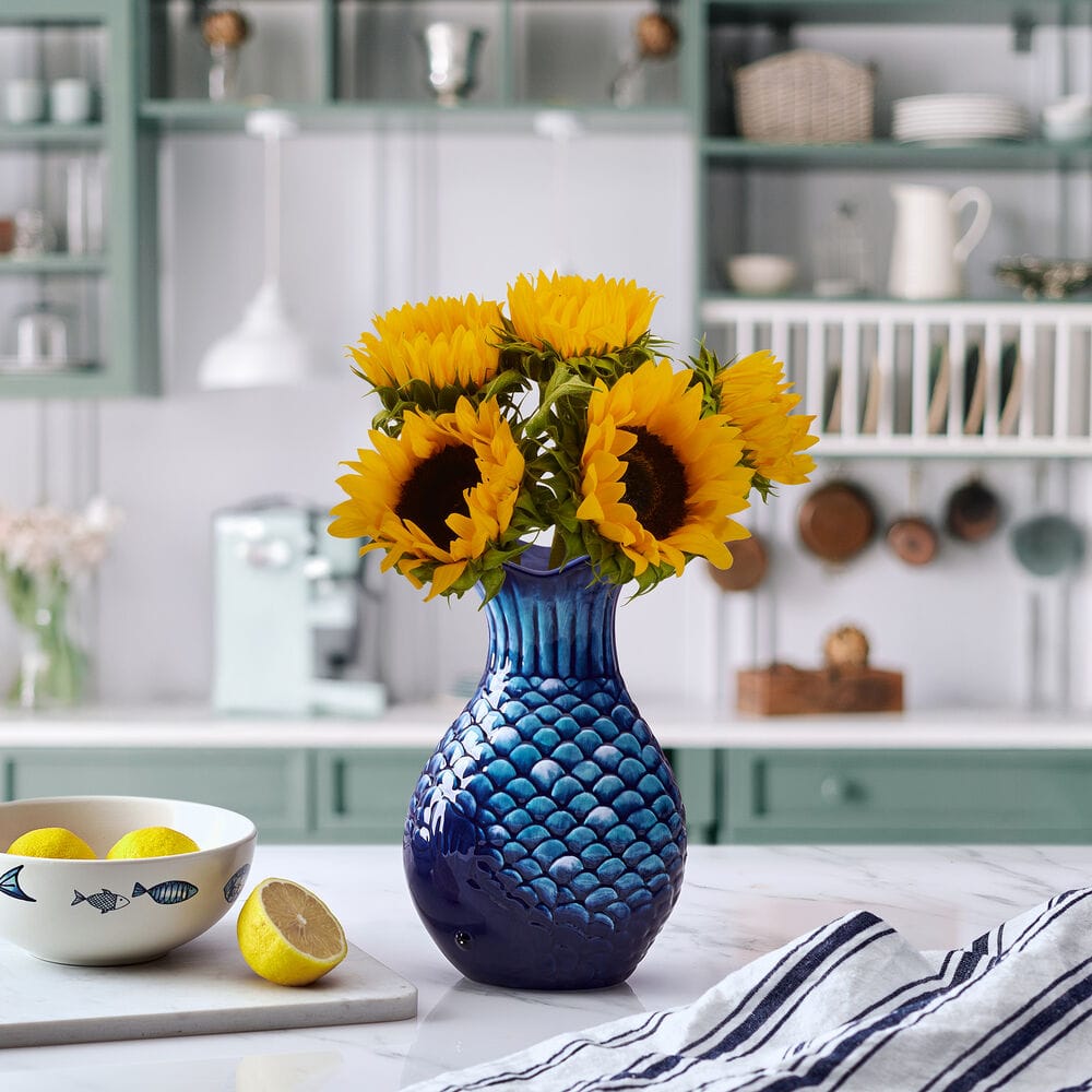 Coastal Blue Fin Vase, 9.75 IN