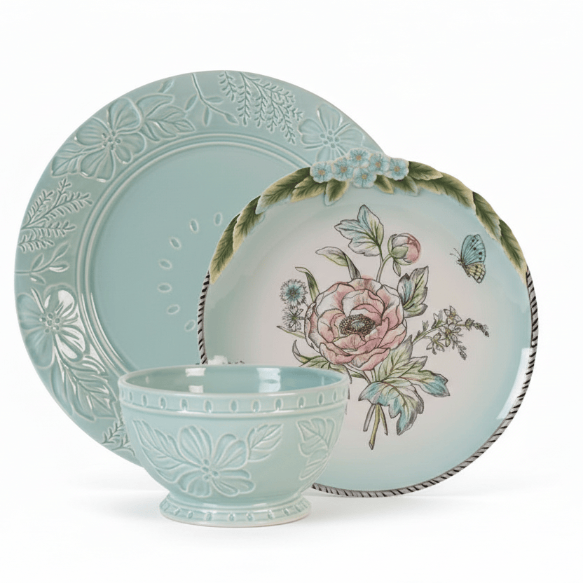 English Garden Bloom 12 Piece Dinnerware Set, Service for 4